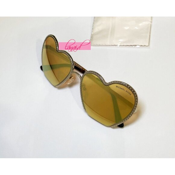 Michael Kors Heart Breaker Sunglasses Gold Metal Shiny Sunnies 100 UV Protection - Picture 10 of 16